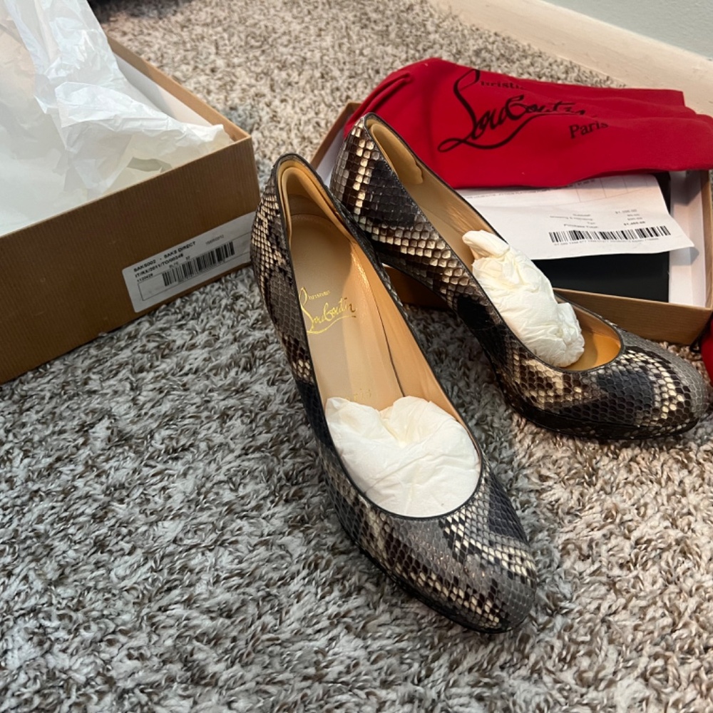 Christian Louboutin Python Platform Pumps - Grey/Black EU 37 - Picture 3 of 9